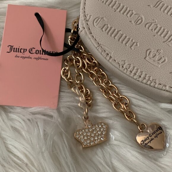 JUICY COUTURE Not Your Babe Heart Zip Around Wristlet in Angel White/Gold - Picture 2 of 4